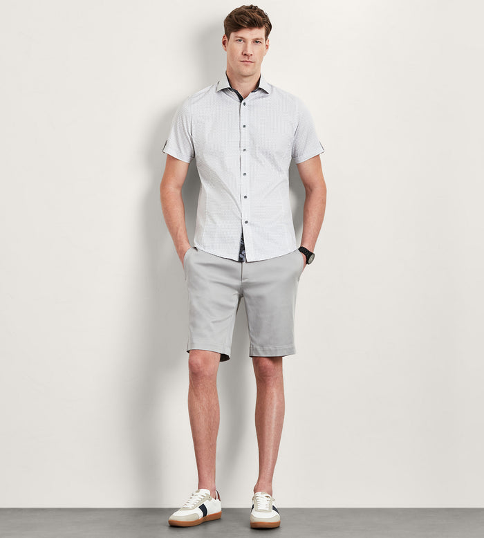 Tip Top Modern Fit Short Sleeve Geo Pattern Casual Shirt