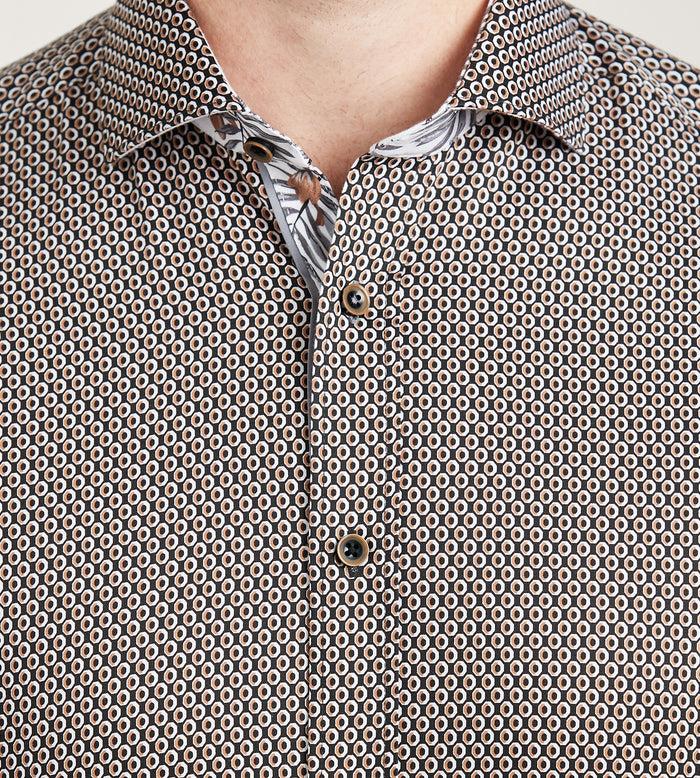 Tip Top Modern Fit Short Sleeve Geo Pattern Casual Shirt