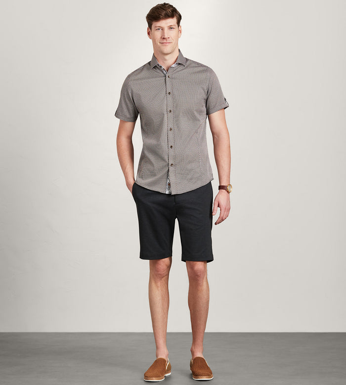 Tip Top Modern Fit Short Sleeve Geo Pattern Casual Shirt