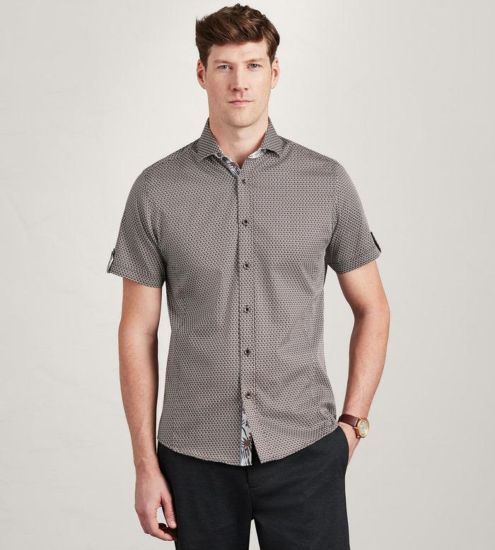 tip top Modern Fit Short Sleeve Geo Pattern Casual Shirt