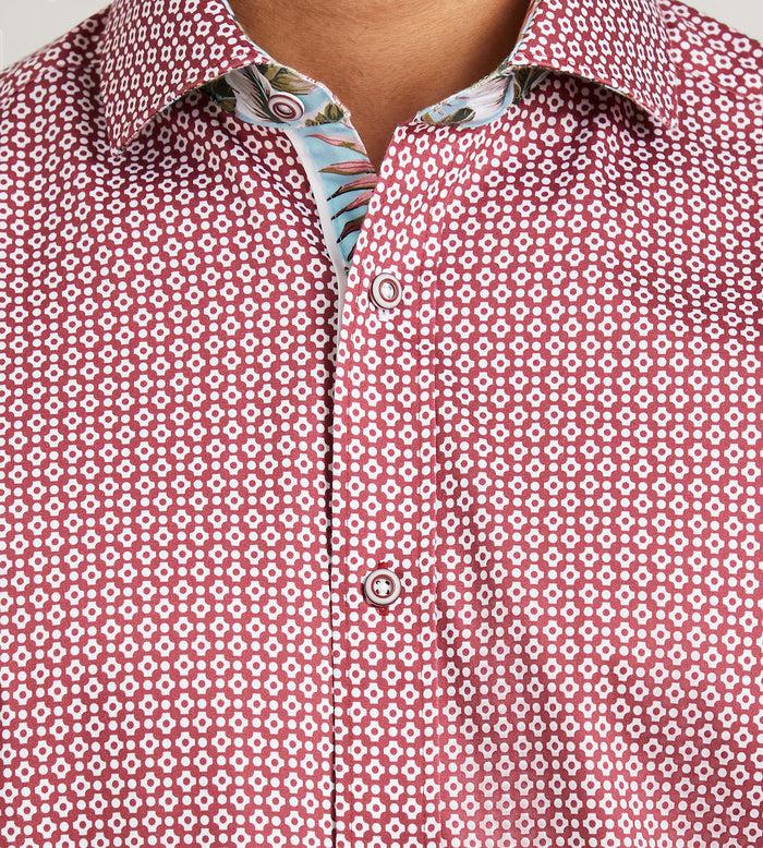 Tip Top Modern Fit Short Sleeve Geo Pattern Casual Shirt