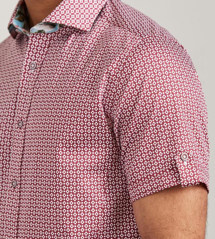 Tip Top Modern Fit Short Sleeve Geo Pattern Casual Shirt