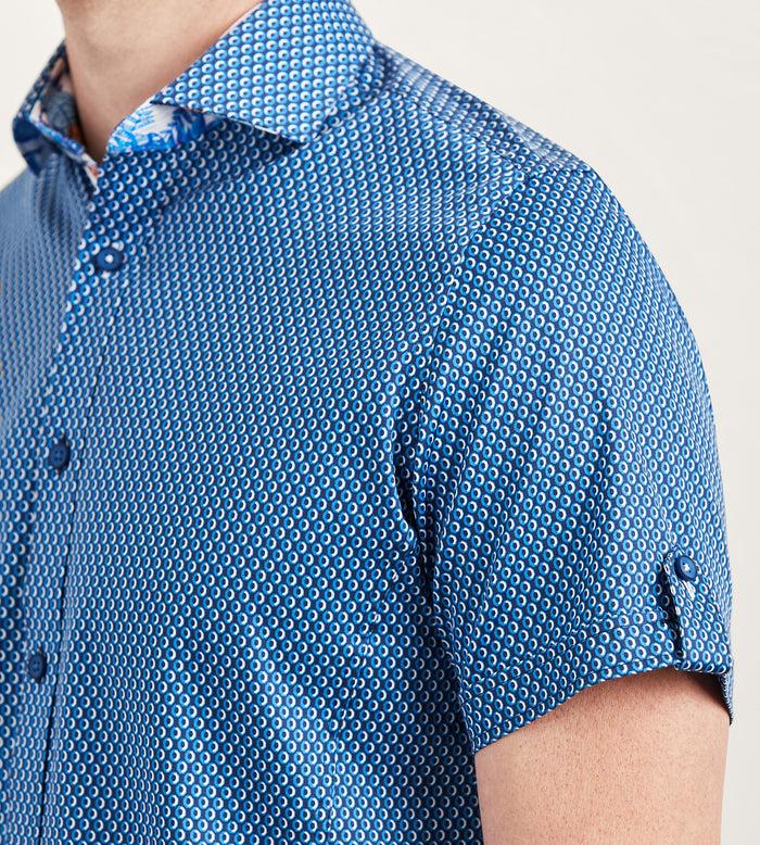 Tip Top Modern Fit Short Sleeve Geo Pattern Casual Shirt