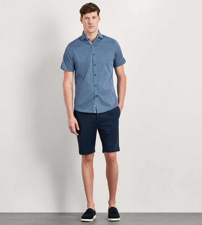 Tip Top Modern Fit Short Sleeve Geo Pattern Casual Shirt