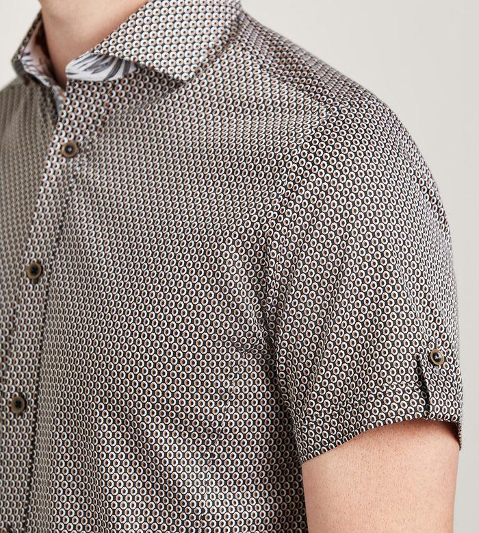 Tip Top Modern Fit Short Sleeve Geo Pattern Casual Shirt