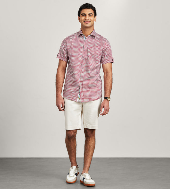 Tip Top Modern Fit Short Sleeve Geo Pattern Casual Shirt