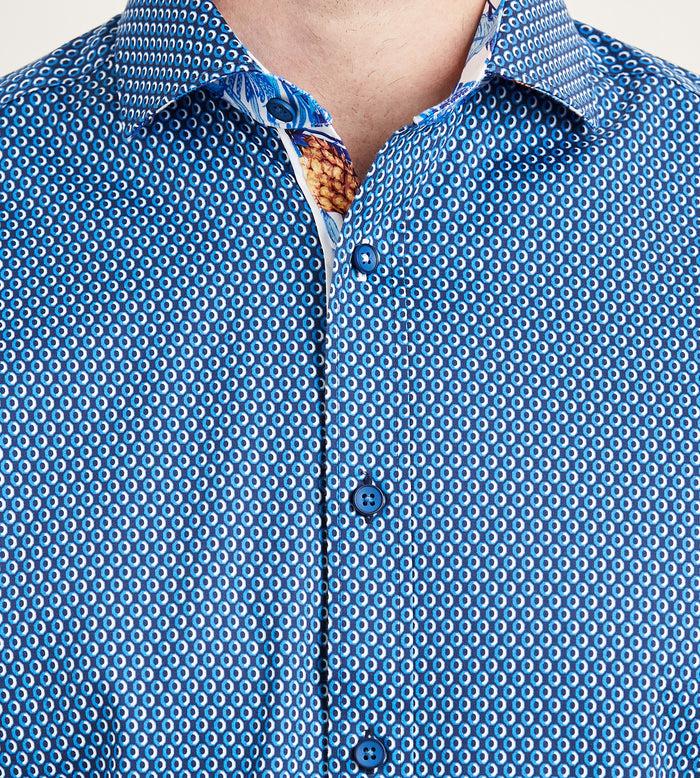 Tip Top Modern Fit Short Sleeve Geo Pattern Casual Shirt