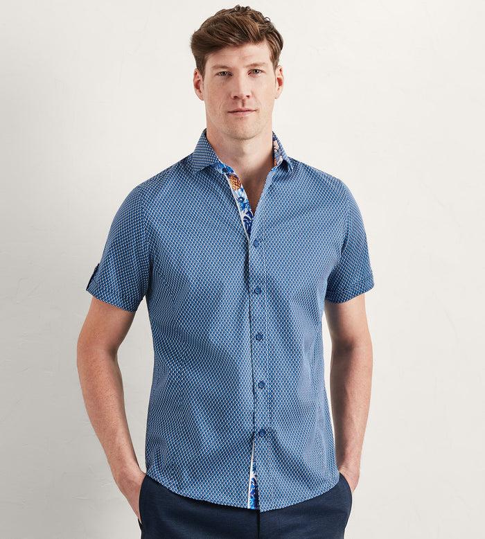 tip top Modern Fit Short Sleeve Geo Pattern Casual Shirt