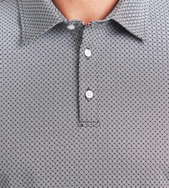 Tip Top Modern Fit Short Sleeve Geo Pattern Structured Collar Polo