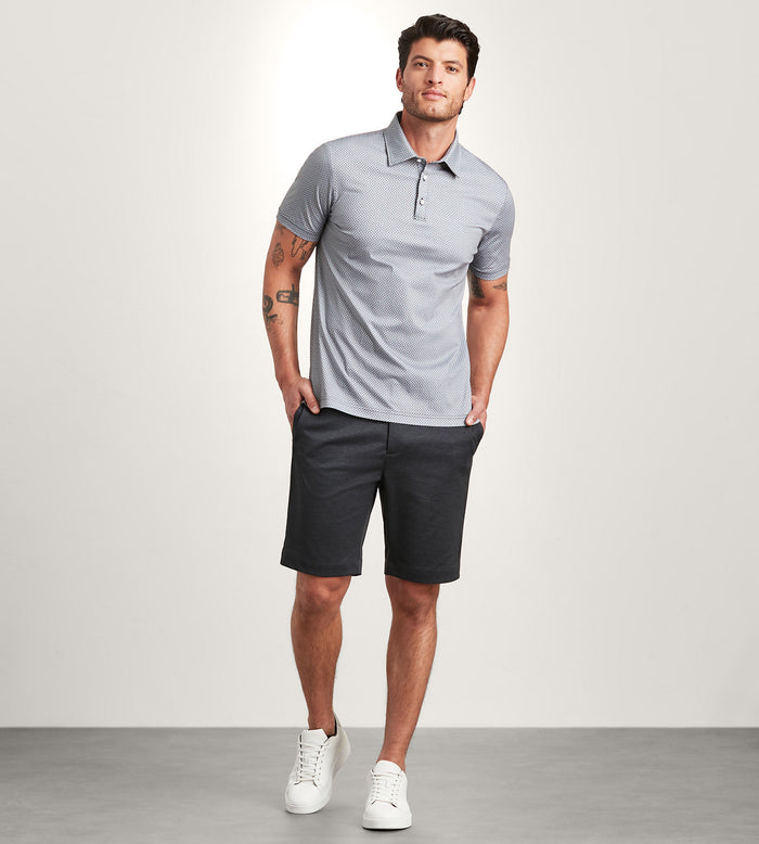Tip Top Modern Fit Short Sleeve Geo Pattern Structured Collar Polo