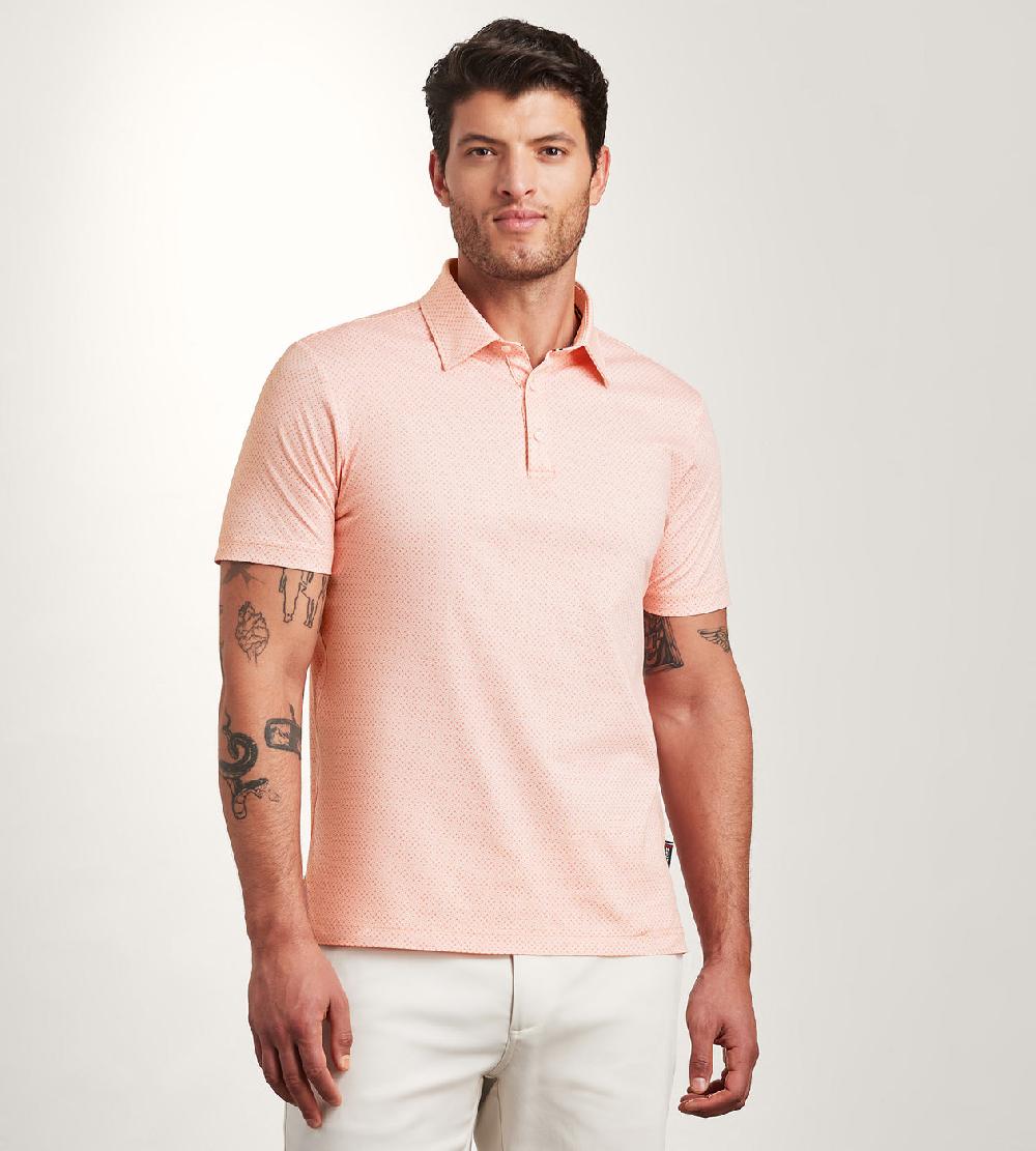 Tip Top Modern Fit Short Sleeve Geo Pattern Structured Collar Polo