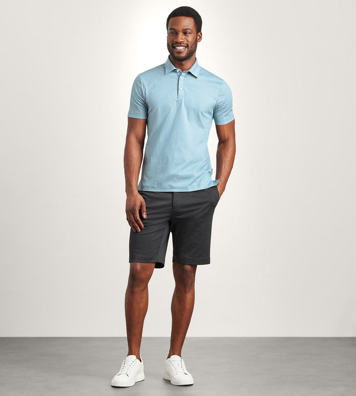 Tip Top Modern Fit Short Sleeve Geo Pattern Structured Collar Polo