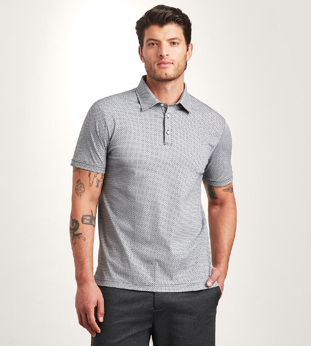 Tip Top Modern Fit Short Sleeve Geo Pattern Structured Collar Polo