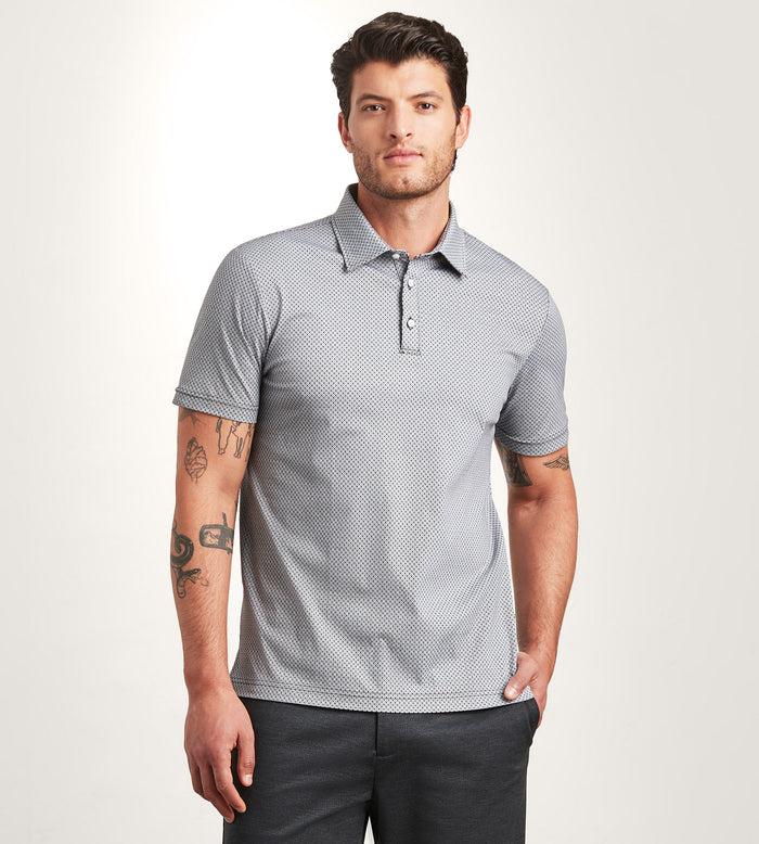 tip top Modern Fit Short Sleeve Geo Pattern Structured Collar Polo