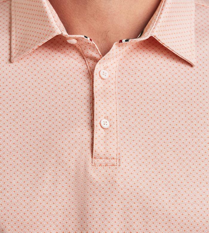 Tip Top Modern Fit Short Sleeve Geo Pattern Structured Collar Polo