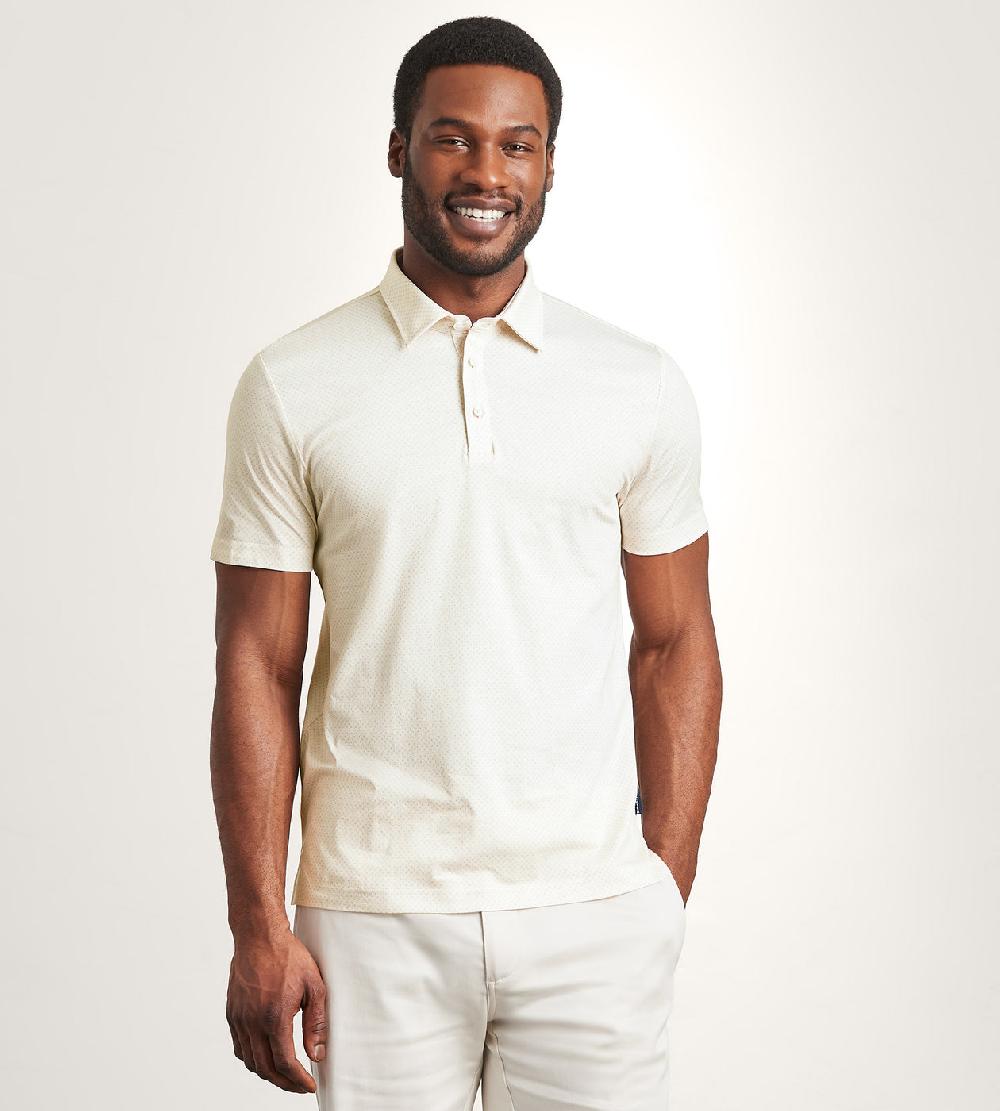 Tip Top Modern Fit Short Sleeve Geo Pattern Structured Collar Polo