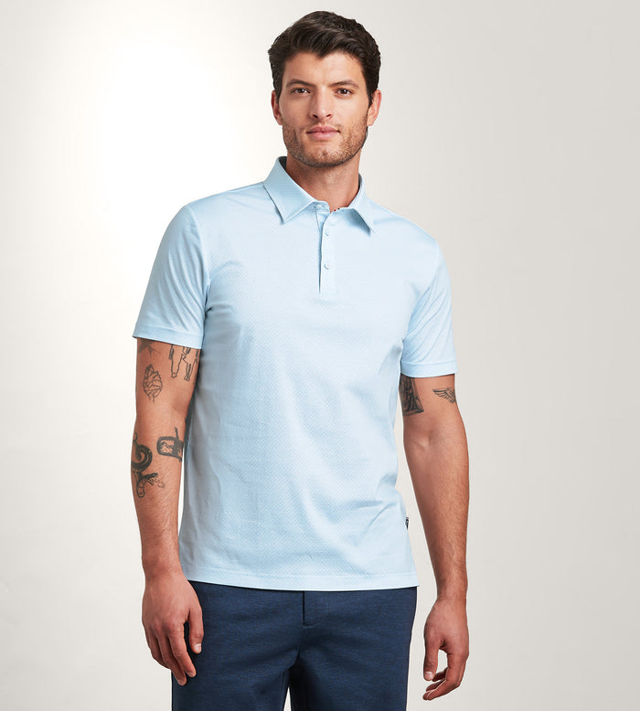 tip top Modern Fit Short Sleeve Geo Pattern Structured Collar Polo
