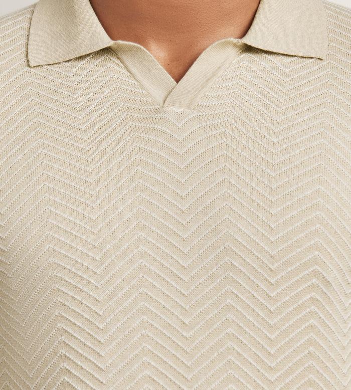 Tip Top Modern Fit Short Sleeve Johnny-Collar Sweater Knit Polo