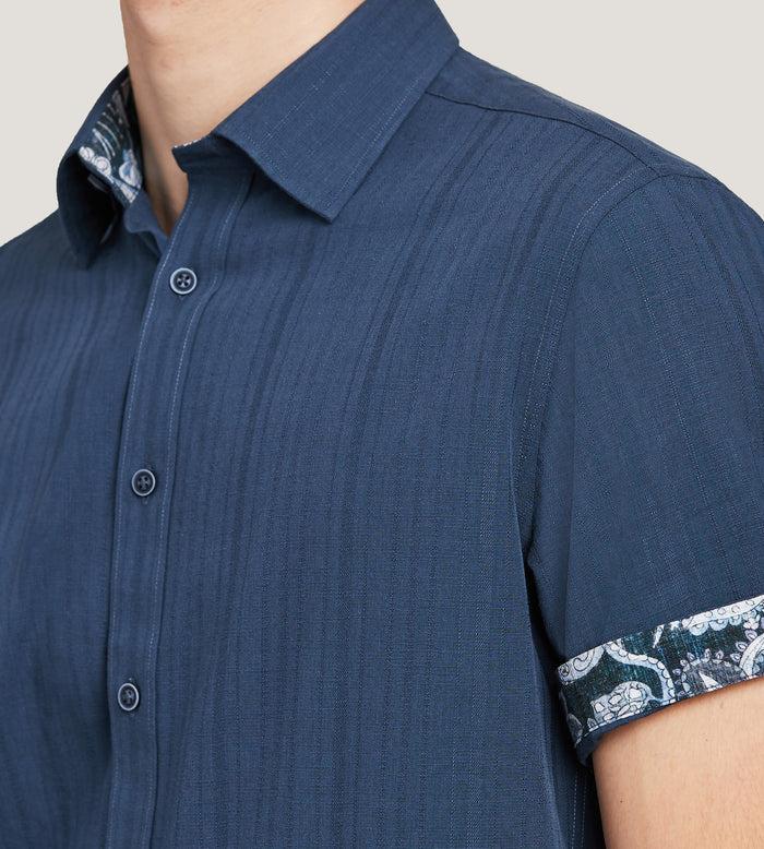 Tip Top Modern Fit Short Sleeve Linen Like Solid Casual Shirt