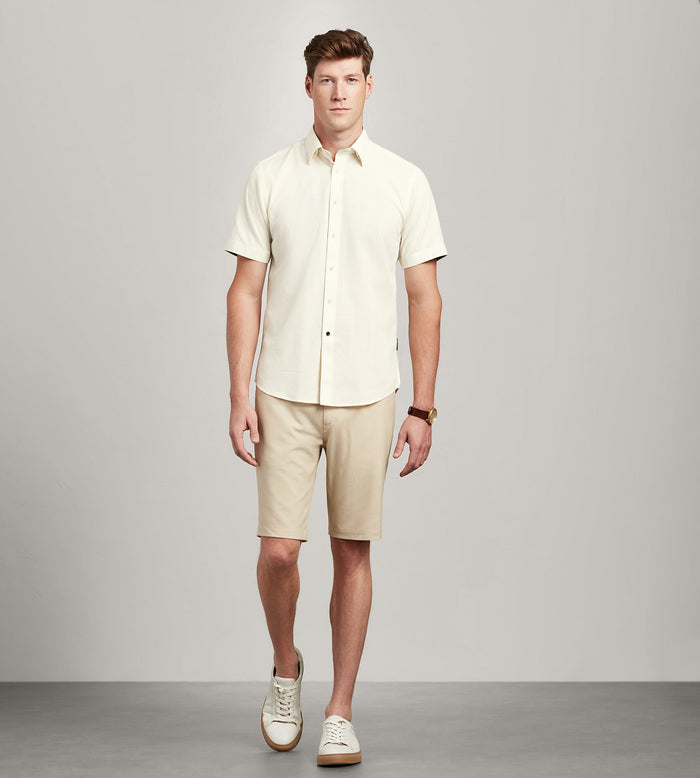Tip Top Modern Fit Short Sleeve Linen Like Solid Casual Shirt