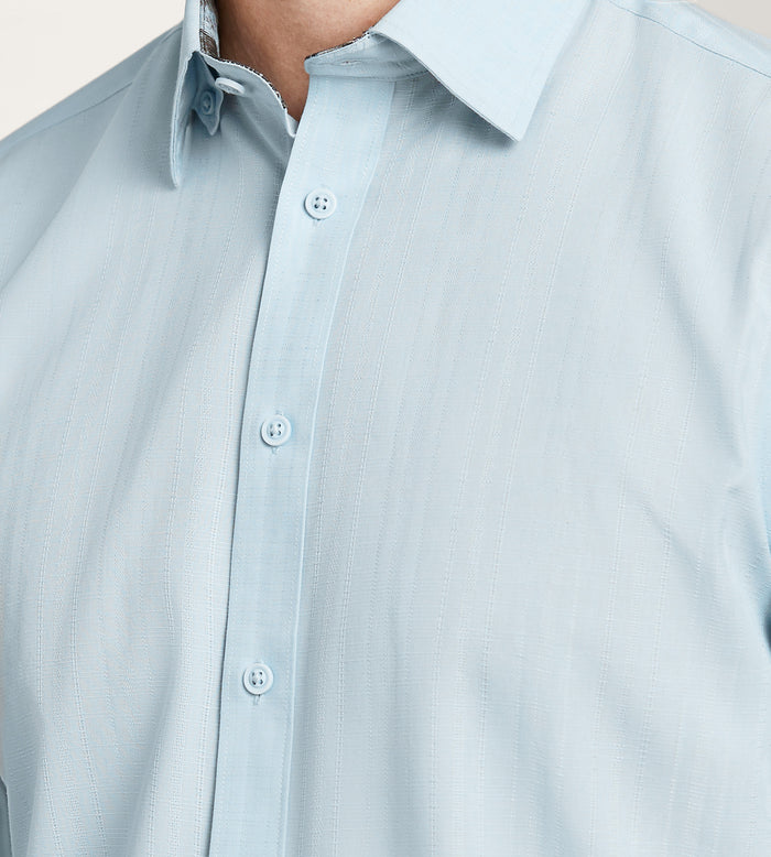 Tip Top Modern Fit Short Sleeve Linen Like Solid Casual Shirt