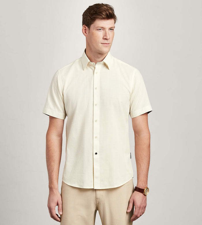 tip top Modern Fit Short Sleeve Linen Like Solid Casual Shirt