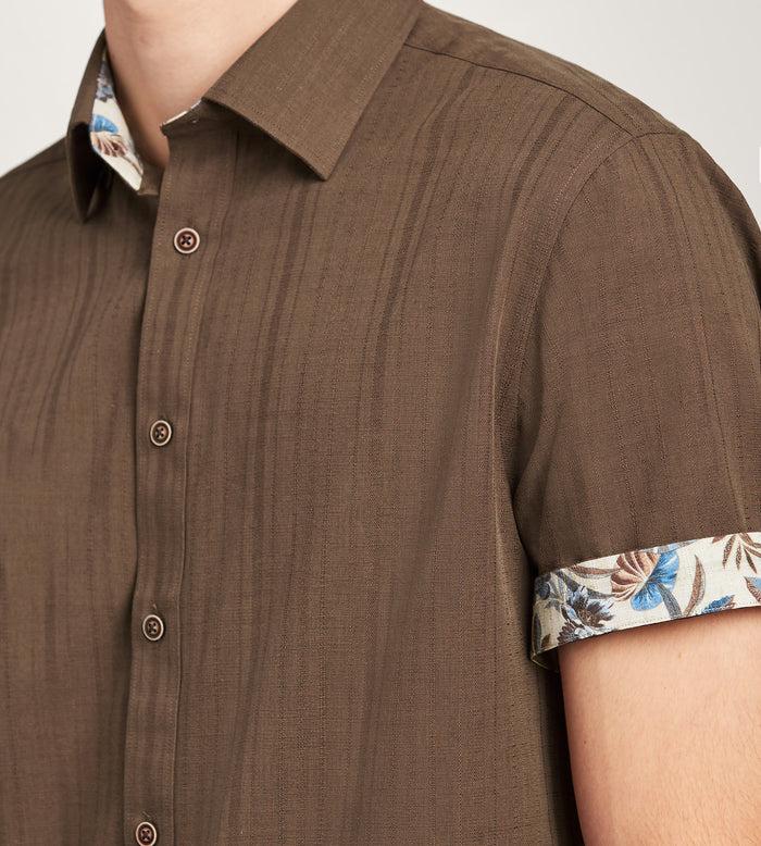 Tip Top Modern Fit Short Sleeve Linen Like Solid Casual Shirt