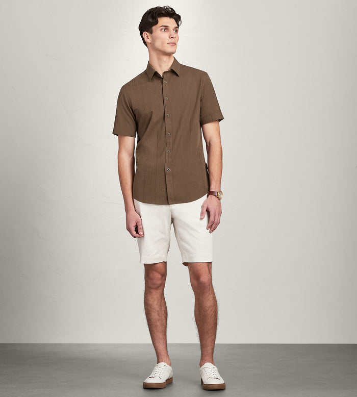 Tip Top Modern Fit Short Sleeve Linen Like Solid Casual Shirt