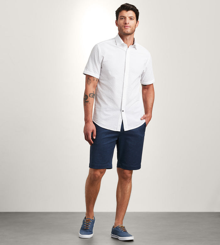 Tip Top Modern Fit Short Sleeve Seersucker Casual Shirt