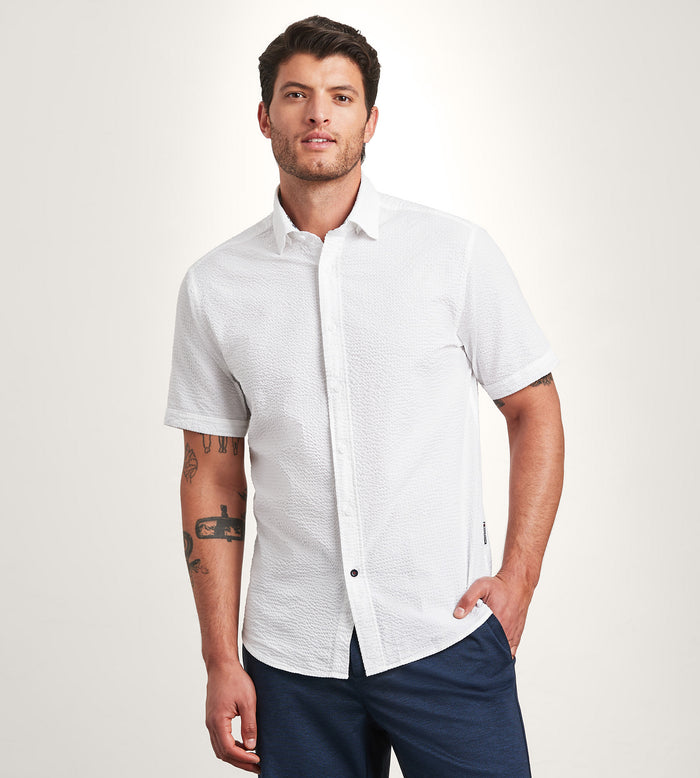 tip top Modern Fit Short Sleeve Seersucker Casual Shirt