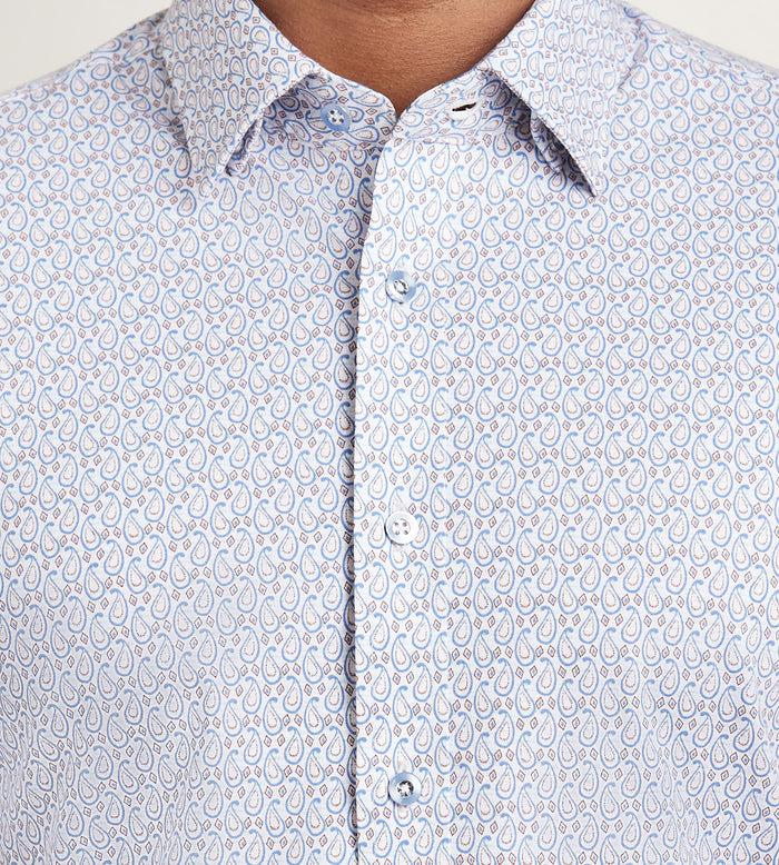 Tip Top Modern Fit Short Sleeve Textured Pattern 360 Stretch Casual Shirt