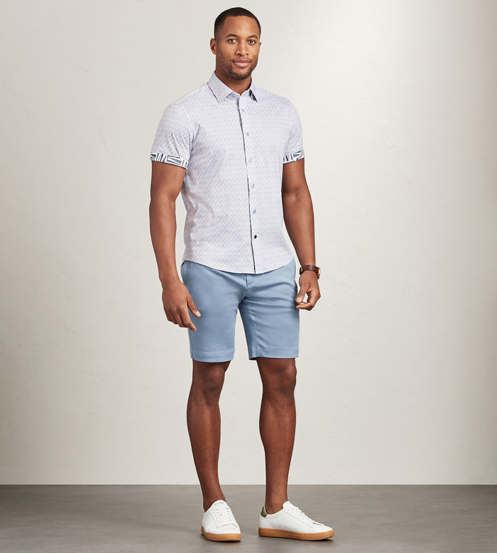 Tip Top Modern Fit Short Sleeve Textured Pattern 360 Stretch Casual Shirt