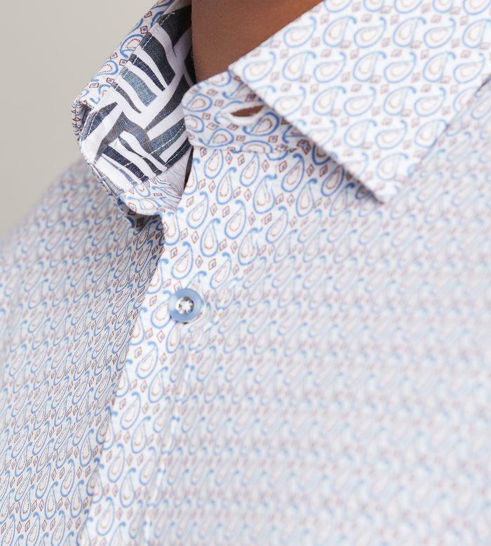 Tip Top Modern Fit Short Sleeve Textured Pattern 360 Stretch Casual Shirt