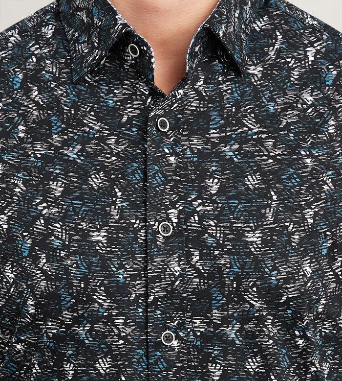 Tip Top Modern Fit Short Sleeve Textured Pattern 360 Stretch Casual Shirt