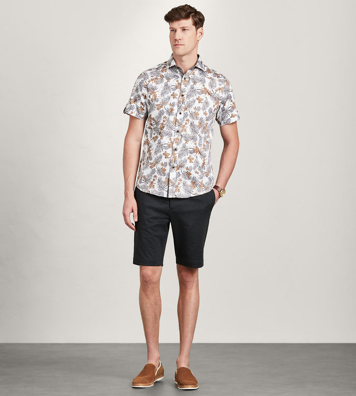 Tip Top Modern Fit Short Sleeve Tropical Pattern Casual Shirt