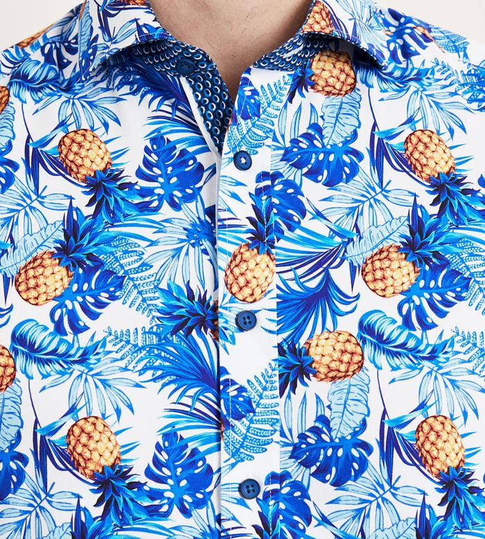Tip Top Modern Fit Short Sleeve Tropical Pattern Casual Shirt