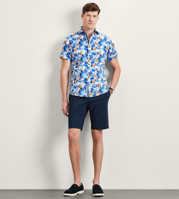 Tip Top Modern Fit Short Sleeve Tropical Pattern Casual Shirt