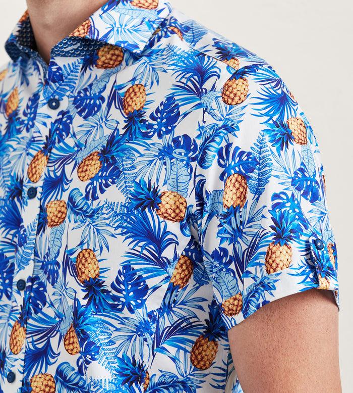 Tip Top Modern Fit Short Sleeve Tropical Pattern Casual Shirt