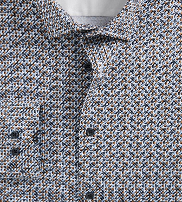 Tip Top Slim Fit 360 Stretch Knit Non-Iron Soft Touch Geo Print Jersey Dress Shirt