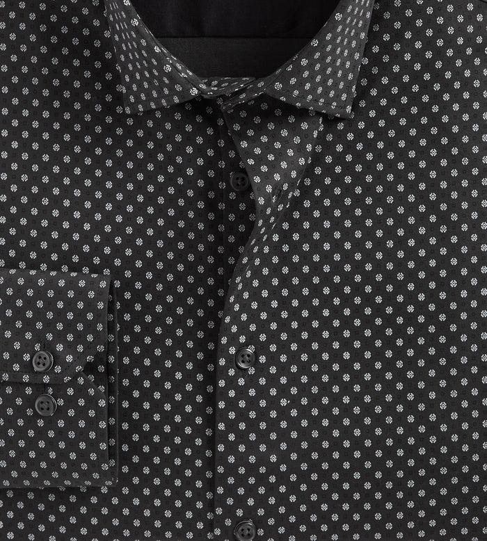 Tip Top Slim Fit 360 Stretch Knit Non-Iron Soft Touch Geo Print Jersey Dress Shirt