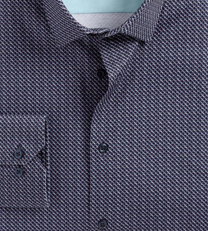 Tip Top Slim Fit 360 Stretch Knit Non-Iron Soft Touch Geo Print Jersey Dress Shirt
