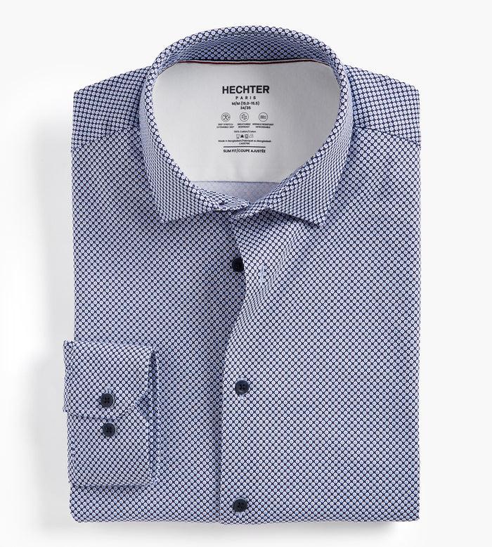 tip top Slim Fit 360 Stretch Knit Non-Iron Soft Touch Geo Print Jersey Dress Shirt