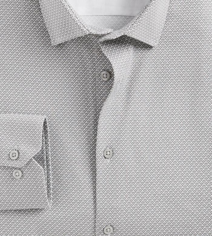 Tip Top Slim Fit 360 Stretch Knit Non-Iron Soft Touch Geo Print Jersey Dress Shirt