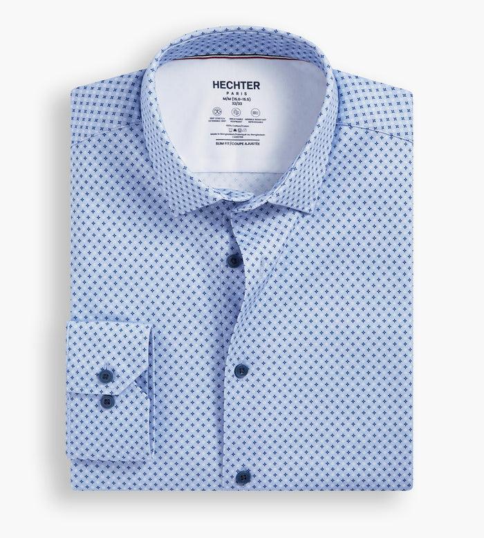 tip top Slim Fit 360° Stretch Soft Touch Geo Print Jersey Dress Shirt