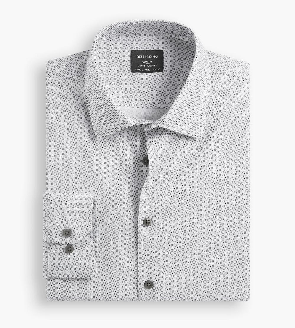 Tip Top Slim Fit Non-Iron Printed Sateen Dress Shirt