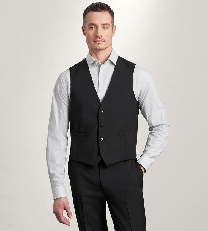 tip top Black Neat Suit Vest