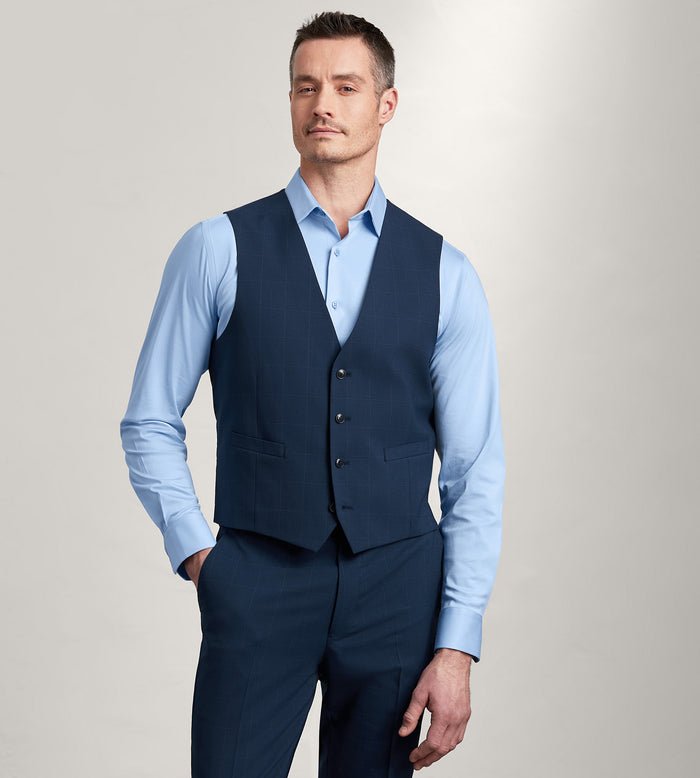 tip top Blue Windowpane Suit Vest