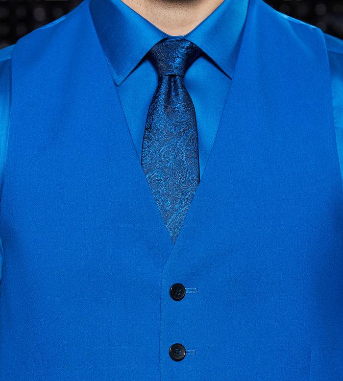 Tip Top Bright Blue Solid Suit Vest