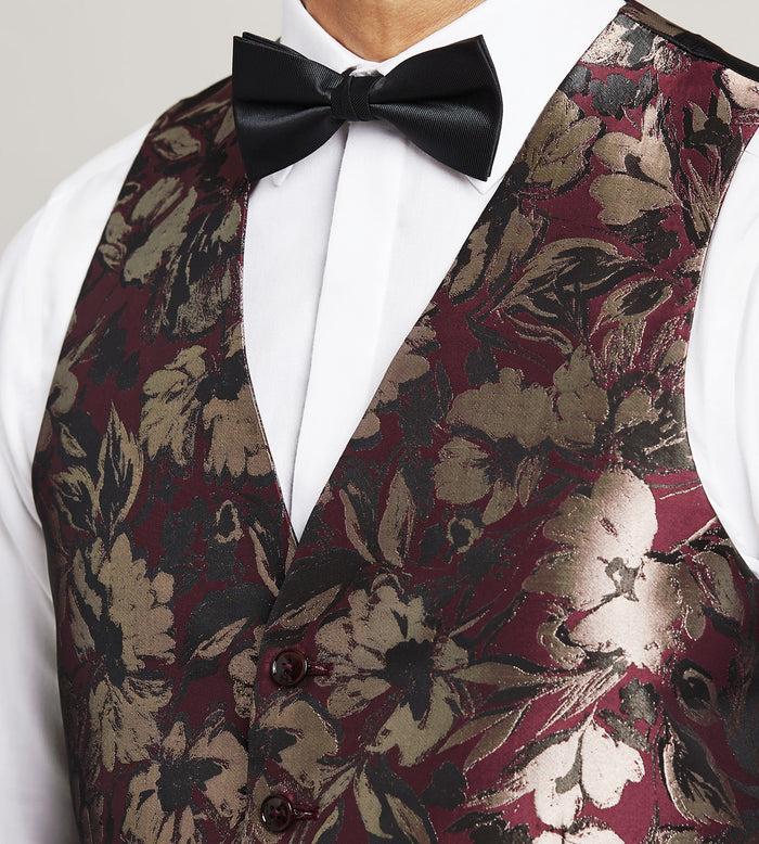 Tip Top Burgundy Jacquard Tuxedo Vest