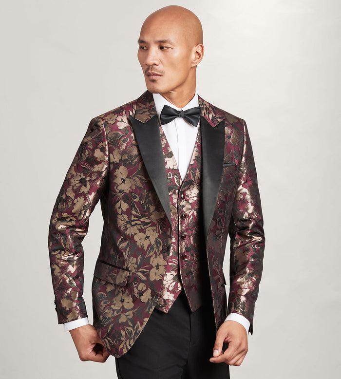 Tip Top Burgundy Jacquard Tuxedo Vest